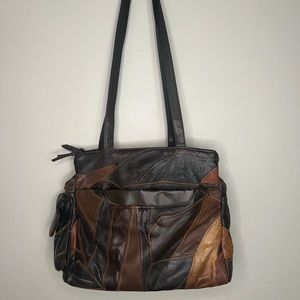 Beautiful, Leather Patchwork Purse in Multi Browns No Brand